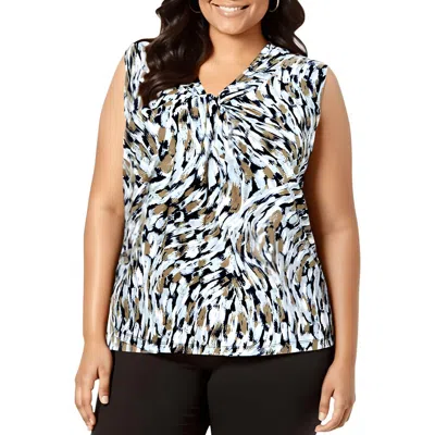 Kasper Plus Womens Printed Polyester Blouse