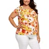 Kasper Plus Womens Printed Polyester Blouse In Yellow