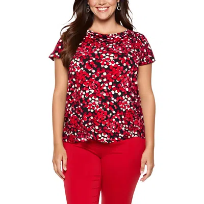 Kasper Plus Womens Printed Polyester Blouse In Red