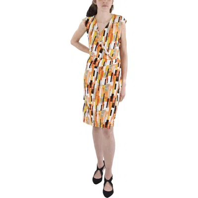 Kasper Plus Womens Printed Polyester Sheath Dress In Multi