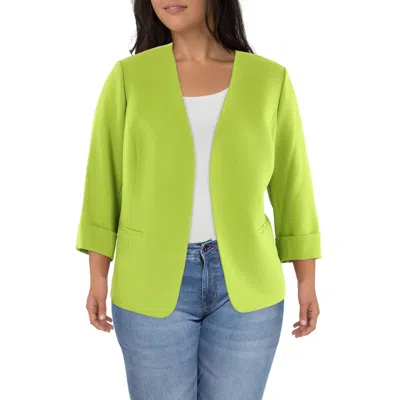 Kasper Plus Womens Solid Polyester Collarless Blazer