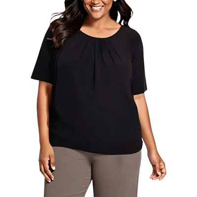 Kasper Plus Womens Solid Polyester Pullover Top In Black