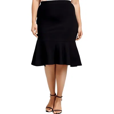 Kasper Plus Womens Solid Viscose A-line Skirt In Black