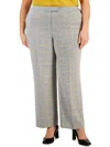 Kasper Plus Womens Window Pane Mid-rise Trouser Pants In Multi