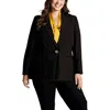 Kasper Plus Womens Zip Hem Business One-button Blazer In Black