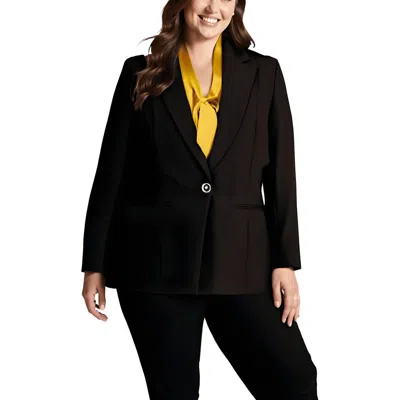 Kasper Plus Womens Zip Hem Business One-button Blazer
