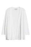 Kasper Pointelle Diagonal Stripe Cotton Blend Cardigan In Lily White
