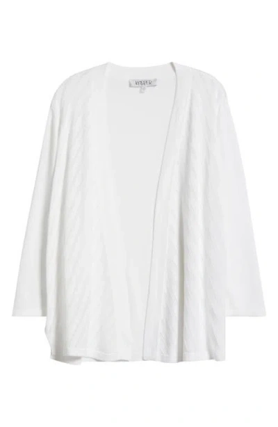 Kasper Pointelle Diagonal Stripe Cotton Blend Cardigan In Lily White