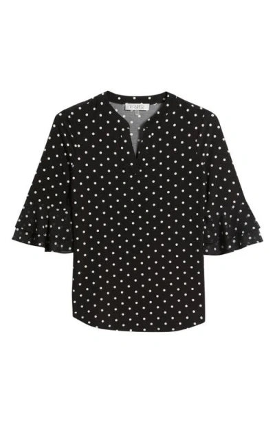 Kasper Polka Dot Flutter Sleeve Top In Black