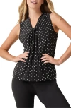 Kasper Polka Dot Knot Front Sleeveless Jersey Top In Black