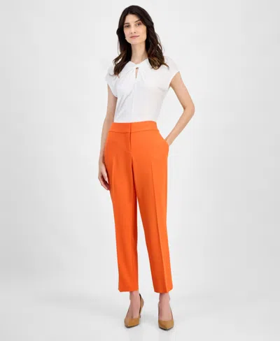 Kasper Press-pleat Fly-front Pants, Regular & Petite Sizes