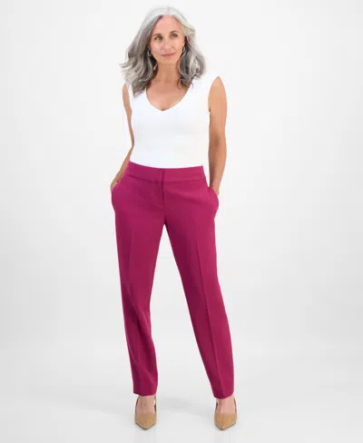 Kasper Press-pleat Fly-front Pants, Regular & Petite Sizes