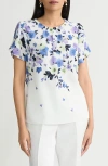 Kasper Print Flutter Sleeve Top In Multi