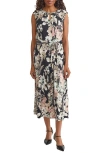 Kasper Print Tie Waist Sleeveless Midi Dress In Multi