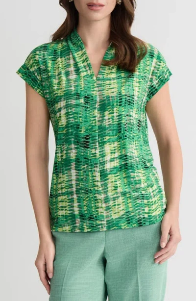 Kasper Printed Dolman Sleeve Top In Green