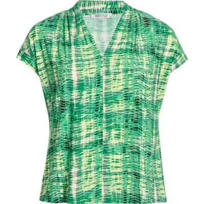 Kasper Printed Dolman Sleeve Top In Green