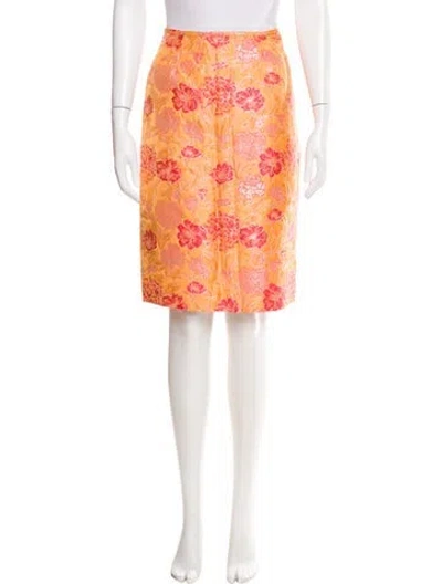 Pre-owned Kasper Printed Knee-length Skirt In Orange