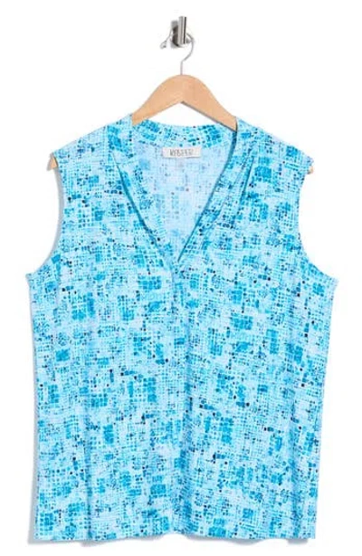 Kasper Pleat Front Shell In Aqua Oasis Multi