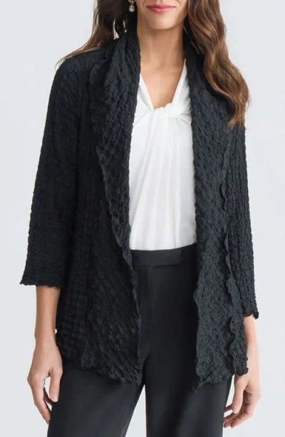 Kasper Pucker Knit Cardigan In Black