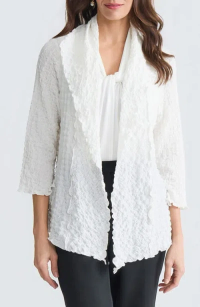 Kasper Pucker Knit Cardigan In White