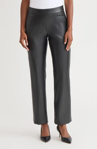 Kasper Pull On Faux Leather Pants In Black