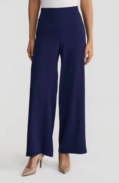 Kasper Pull-on Wide Leg Pants In Blue