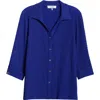 Kasper Ridge Knit Button-up Shirt In Blue