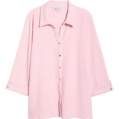 Kasper Ridge Knit Button-up Shirt In Pink