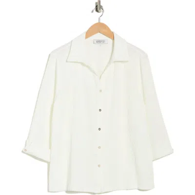 Kasper Ridge Knit Button-up Shirt In White