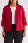Kasper Rolled Cuff Three Quarter Sleeve Blazer In Fire Red