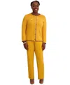 Kasper Round-neck Long-sleeve Button Front Cardigan, Regular & Plus