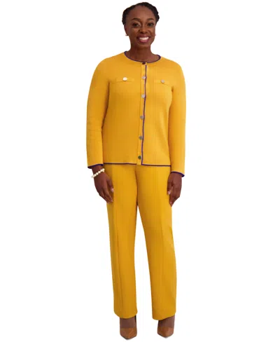 Kasper Round-neck Long-sleeve Button Front Cardigan, Regular & Plus