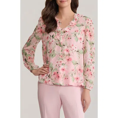 Kasper Ruffle Clip Dot Top In Multi