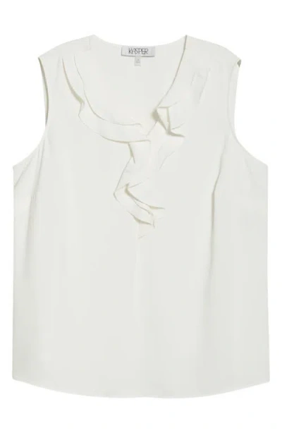 Kasper Ruffle Detail Sleeveless Top In White
