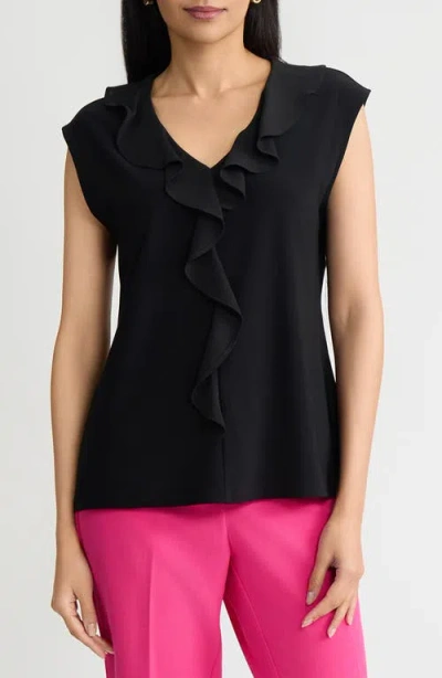 Kasper Ruffle Dolman Sleeve Top In Black