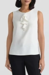 Kasper Ruffle Front Georgette Top In White