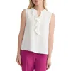 Kasper Ruffle Front Sleeveless Top In White