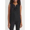 Kasper Ruffle Front Sleeveless Top In Black