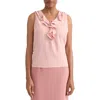 Kasper Ruffle Front Sleeveless Top In Pink