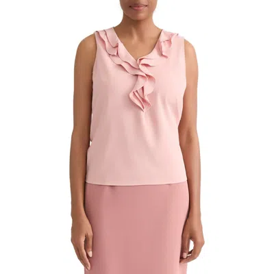 Kasper Ruffle Front Sleeveless Top In Pink