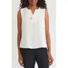 Kasper Ruffle Front Sleeveless Top In White