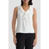 Kasper Plus Size Ruffled Sleeveless Top In White