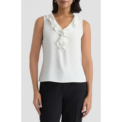 Kasper Plus Size Ruffled Sleeveless Top In Multi