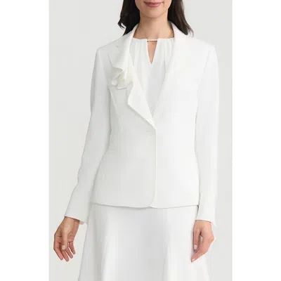 Kasper Ruffle Lapel Jacket In White