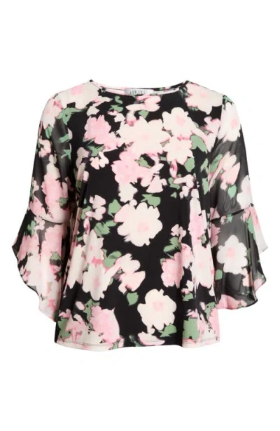 Kasper Ruffle Sleeve Top In Black