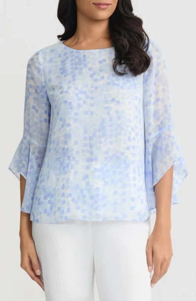 Kasper Ruffle Sleeve Top In Blue