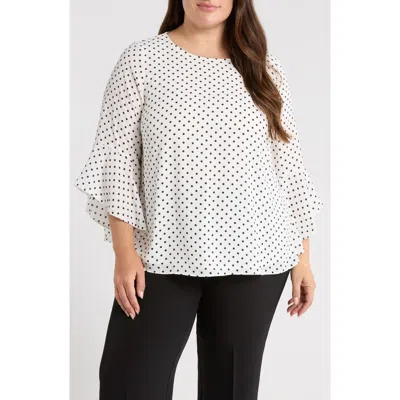 Kasper Ruffle Sleeve Top In White/ Black