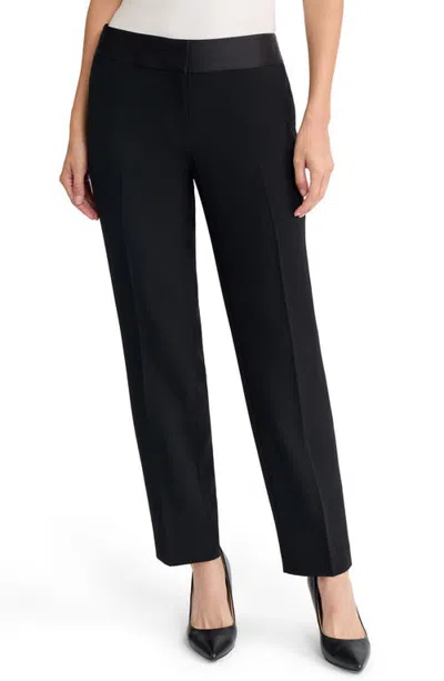 Kasper Satin Waist Slim Pants In Black
