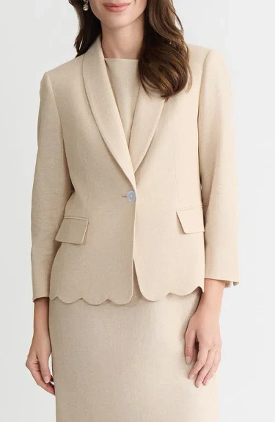 Kasper Scallop Hem One-button Blazer