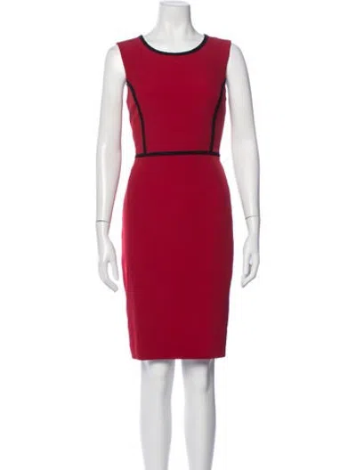 Pre-owned Kasper Scoop Neck Knee-length Dress In Red